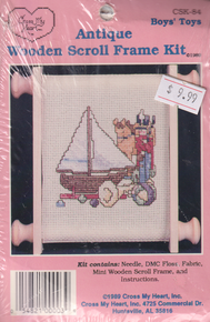 Boy's Toys -  Antique Wooden Scroll Frame  Cross Stitch Kit CSK-84