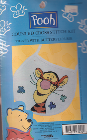 Pooh,  Tigger  with a Butterflies Bib Counted Cross Stitch  Kit by Leisure Arts
