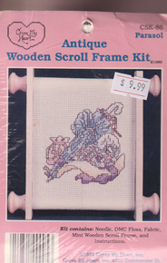 Parasol -  Antique Wooden Scroll Frame  Cross Stitch Kit CSK-86