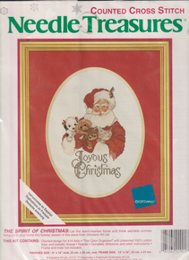 The Spirit Of Christmas  -  Cross stitch kit that does not include matt or frame.    It is Santa with puppies and kitties.